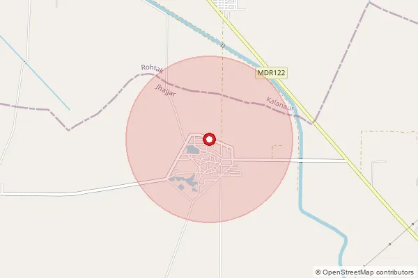 Map showing approximate area covered by Pincode 124514 — Nandal Bo, Rohtak