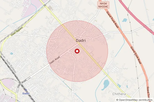 Map showing approximate area covered by Pincode 124515 — Met Dadri Toe S.O, Rohtak