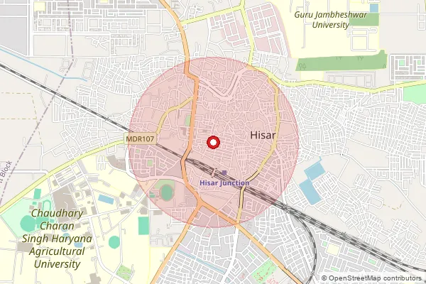 Map showing approximate area covered by Pincode 125001 — Hisar Ho, Hisar