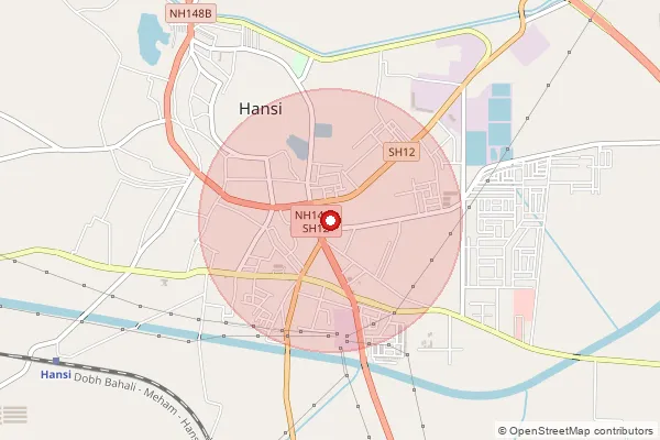 Map showing approximate area covered by Pincode 125033 — Dhanderi Bo, Hisar