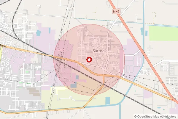 Map showing approximate area covered by Pincode 125044 — Bhagana Bo, Hisar