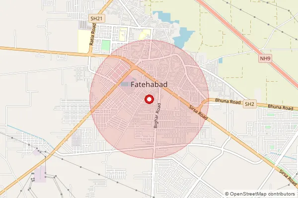 Map showing approximate area covered by Pincode 125050 — Dhani Majra Bo, Fatehabad