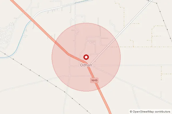 Map showing approximate area covered by Pincode 125077 — Odhan So, Sirsa