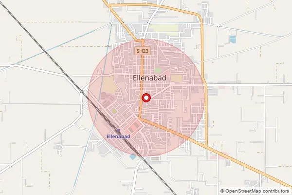 Map showing approximate area covered by Pincode 125102 — Ellenabad So, Sirsa