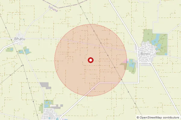 Map showing approximate area covered by Pincode 125112 — Dahman Bo, Fatehabad