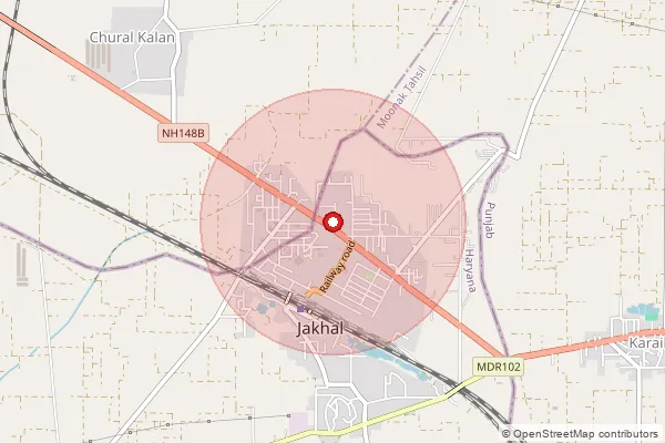 Map showing approximate area covered by Pincode 125133 — Sidhani Bo, Fatehabad