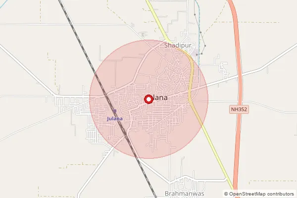 Map showing approximate area covered by Pincode 126101 — Julana S.O, Jind