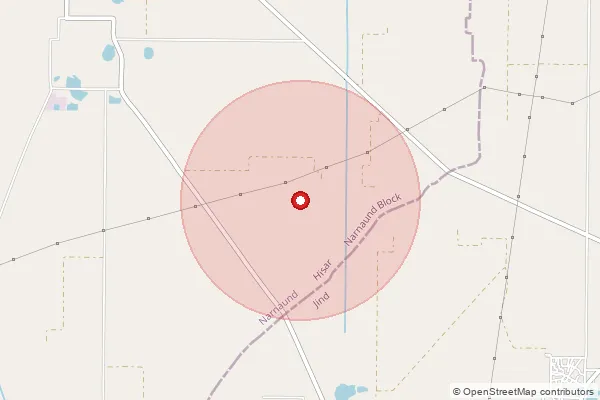 Map showing approximate area covered by Pincode 126102 — Jind H.O, Jind