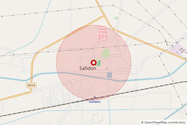 Map showing approximate area covered by Pincode 126112 — Safidon S.O, Jind