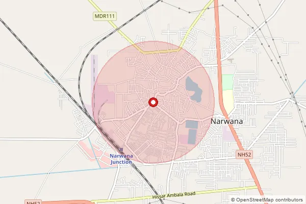 Map showing approximate area covered by Pincode 126116 — Ujhana B.O, Jind