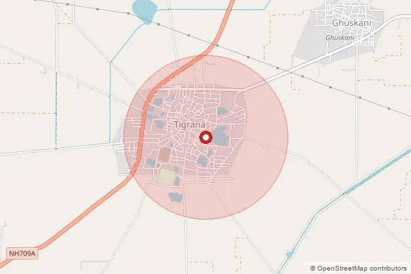 Map showing approximate area covered by Pincode 127031 — Tigrana So, Bhiwani