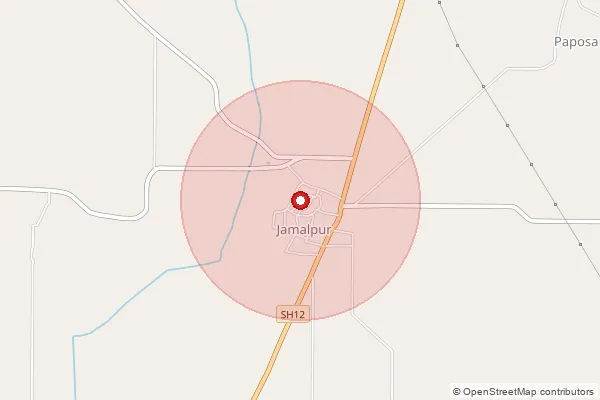 Map showing approximate area covered by Pincode 127035 — Paposa Bo, Bhiwani