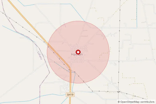 Map showing approximate area covered by Pincode 127043 — Jhully Bo, Bhiwani