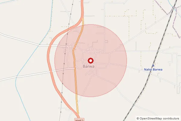 Map showing approximate area covered by Pincode 127045 — Barwa So, Bhiwani
