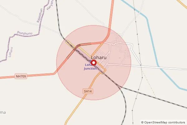 Map showing approximate area covered by Pincode 127201 — Barwas Bo, Bhiwani