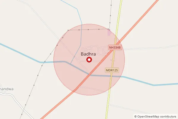 Map showing approximate area covered by Pincode 127308 — Arya Nagar Bo, Charki Dadri