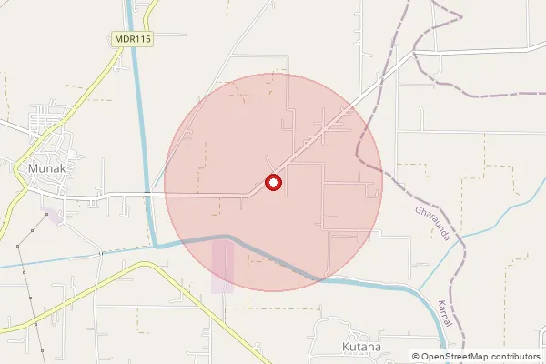 Map showing approximate area covered by Pincode 132036 — Jundla S.O, Karnal