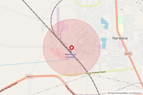 Map showing approximate area covered by Pincode 132041 — Hanori B.O, Karnal