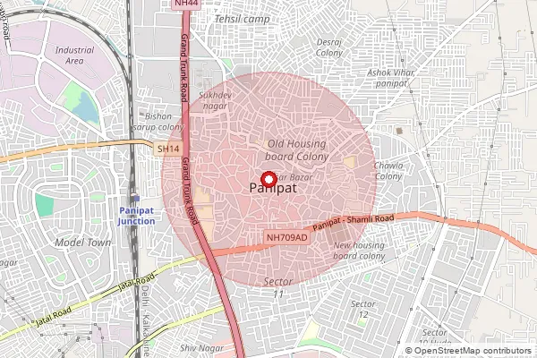 Map showing approximate area covered by Pincode 132103 — Panipat H.O, Panipat