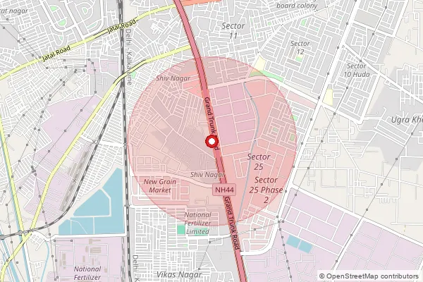 Map showing approximate area covered by Pincode 132104 — Panipat Khadi Ashram S.O, Panipat