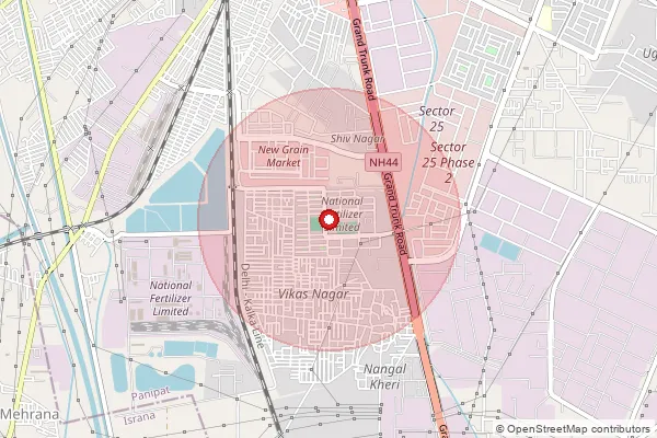 Map showing approximate area covered by Pincode 132106 — Panipat Nfl S.O, Panipat