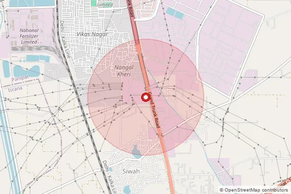 Map showing approximate area covered by Pincode 132108 — Panipat Beas Project S.O, Panipat