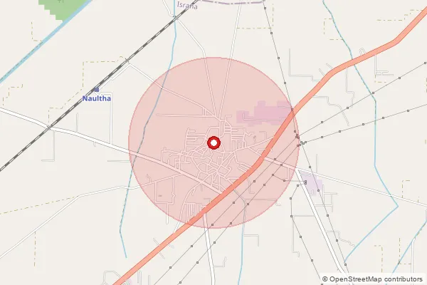 Map showing approximate area covered by Pincode 132145 — Neoltha S.O, Panipat