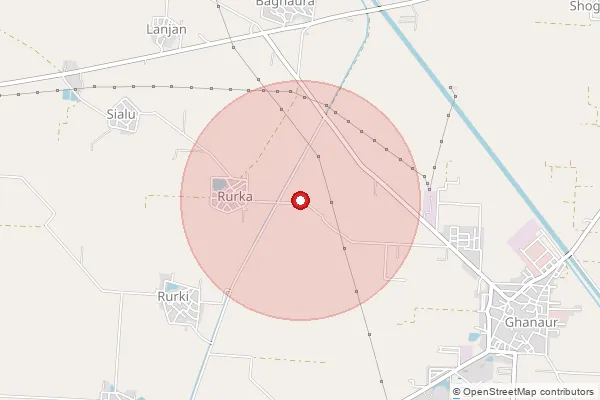 Map showing approximate area covered by Pincode 133001 — Ambala G.P.O., Ambala