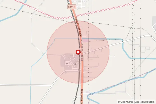 Map showing approximate area covered by Pincode 133004 — Dukheri B.O, Ambala