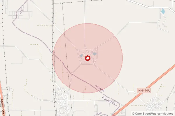 Map showing approximate area covered by Pincode 133102 — Chudiala B.O, Ambala