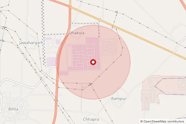 Map showing approximate area covered by Pincode 133104 — Mehmoodpur B.O, Ambala