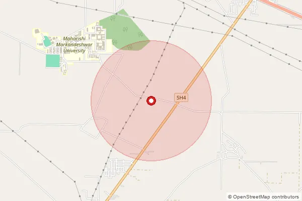 Map showing approximate area covered by Pincode 133201 — Barara S.O, Ambala