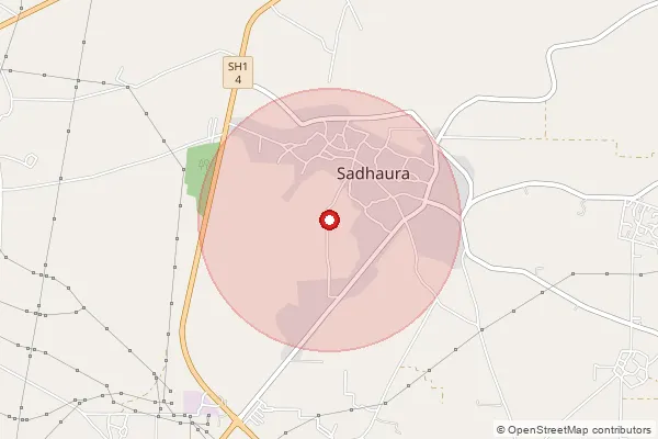 Map showing approximate area covered by Pincode 133204 — Mehmoodpur B.O, Yamunanagar