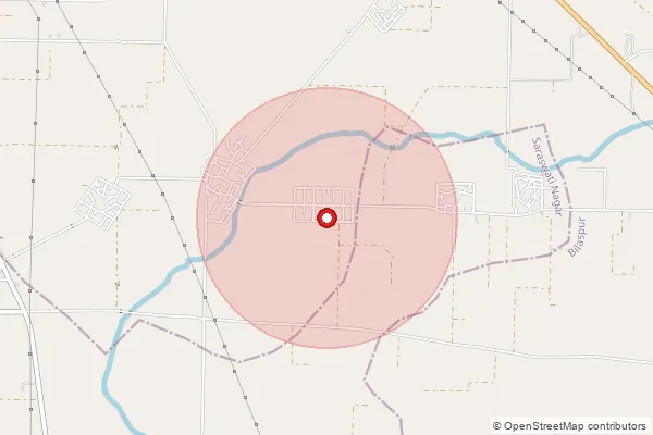 Map showing approximate area covered by Pincode 133206 — Sardaheri B.O, Ambala