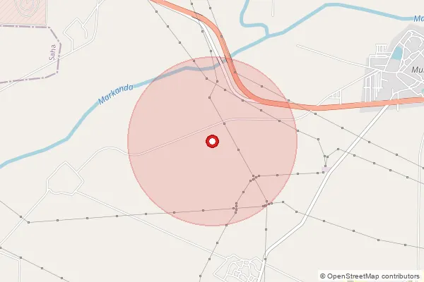 Map showing approximate area covered by Pincode 133207 — M.M.E.Complex Mulana S.O, Ambala