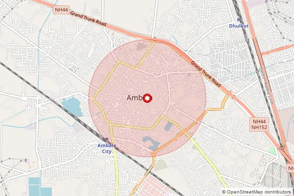 Map showing approximate area covered by Pincode 134005 — Jandli S.O, Ambala