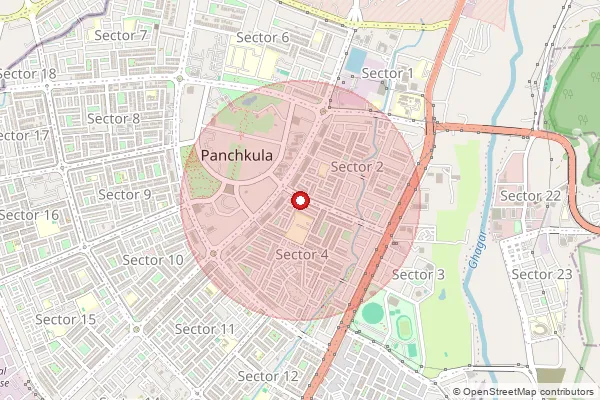 Map showing approximate area covered by Pincode 134102 — Damaloan B.O, Panchkula