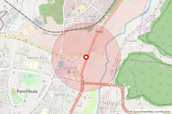 Map showing approximate area covered by Pincode 134108 — G.K. Panchkula S.O, Panchkula