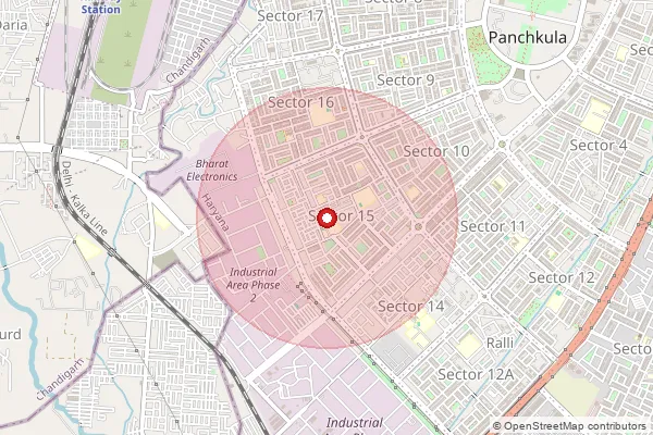 Map showing approximate area covered by Pincode 134113 — Industrial Estate  Panchkula S.O, Panchkula