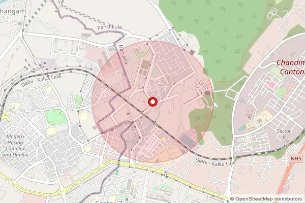 Map showing approximate area covered by Pincode 134114 — Mansa  Devi Sec 5 S.O, Panchkula