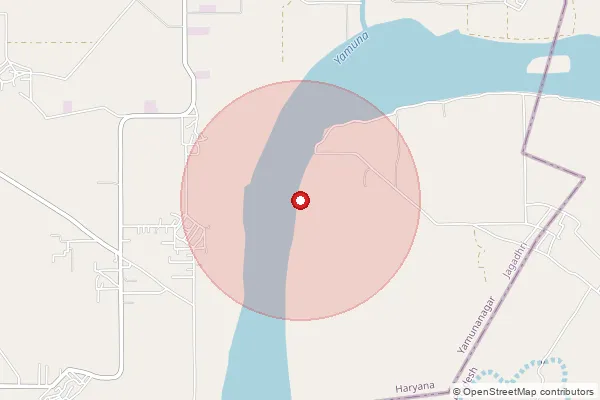 Map showing approximate area covered by Pincode 135101 — Fatehpur B.O, Yamunanagar