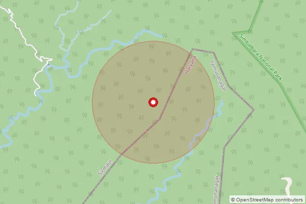 Map showing approximate area covered by Pincode 135106 — Kalesar B.O, Yamunanagar