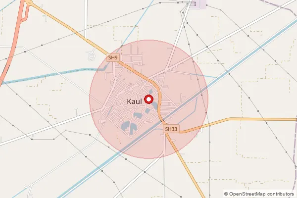 Map showing approximate area covered by Pincode 136021 — Ahun B.O, Kaithal