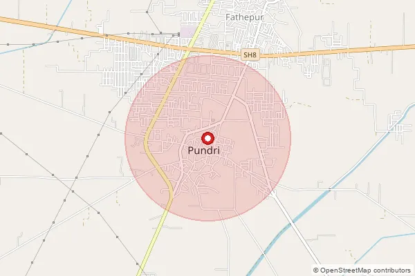Map showing approximate area covered by Pincode 136026 — Deeg B.O, Kaithal