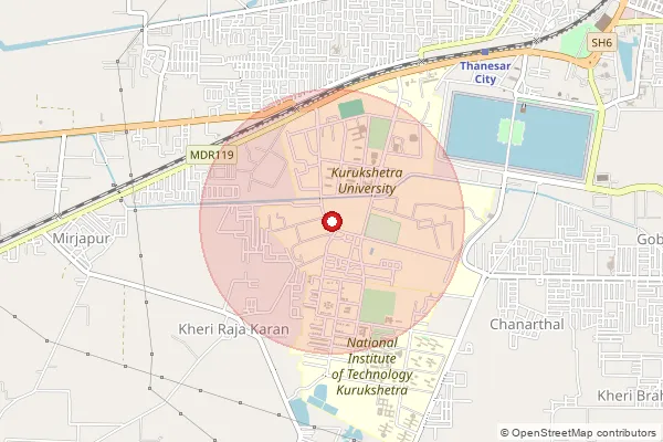Map showing approximate area covered by Pincode 136119 — Dhurala B.O, Kurukshetra