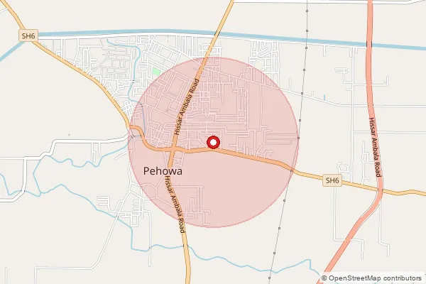 Map showing approximate area covered by Pincode 136128 — Diwana B.O, Kurukshetra
