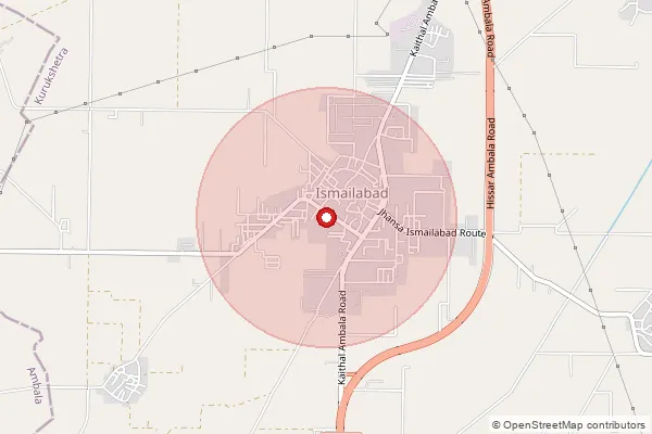 Map showing approximate area covered by Pincode 136129 — Chammu Kalan B.O, Kurukshetra