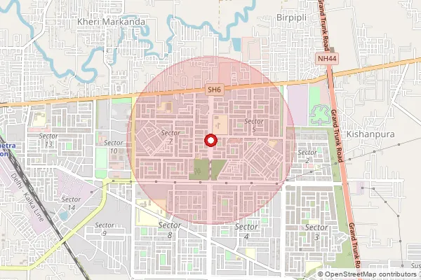 Map showing approximate area covered by Pincode 136134 — Mohri S.O, Kurukshetra