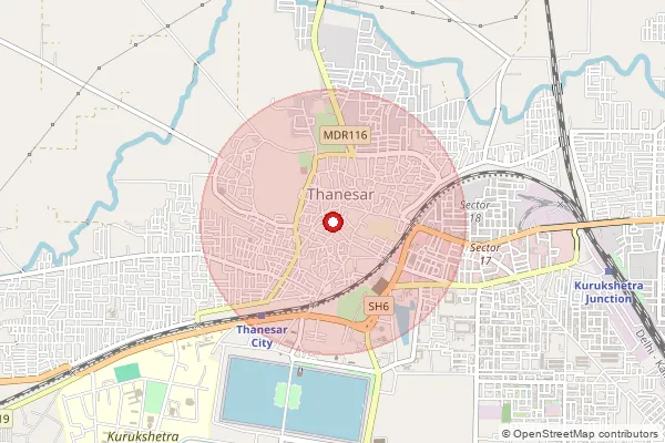 Map showing approximate area covered by Pincode 136135 — Kharindwa B.O, Kurukshetra