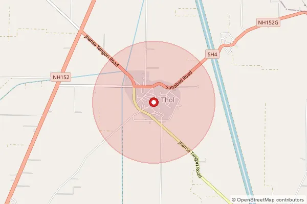 Map showing approximate area covered by Pincode 136136 — Mandheri B.O, Kurukshetra